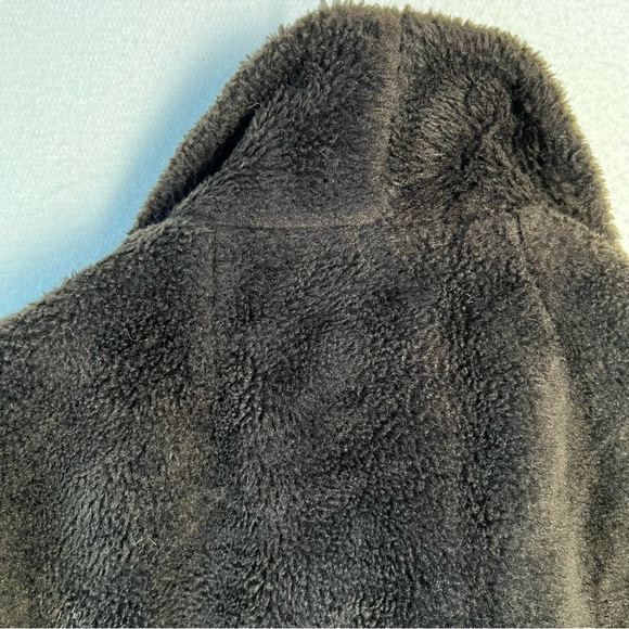 Vintage Faux Fur Montgomery Ward fuzzy lined button up coat black thick jacket - Picture 12 of 16